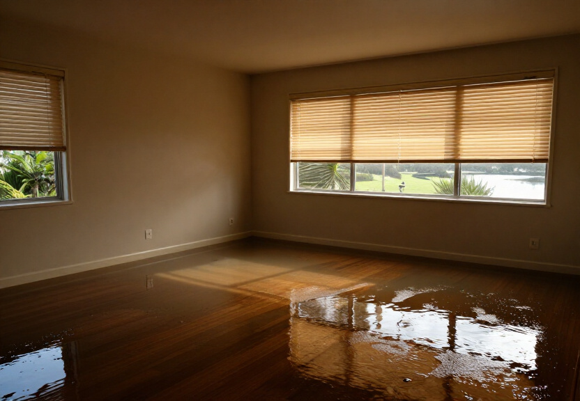 Flooded subfloor in a Shalvey property with standing water